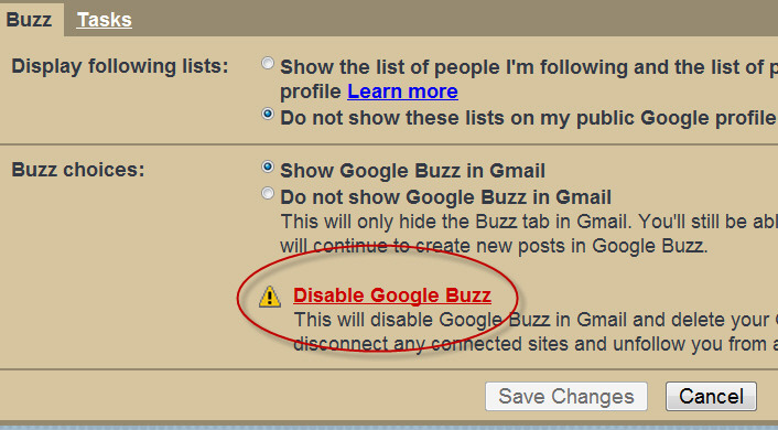 La ilustración del artículo titulado Buzz Settings Page se activa en Gmail, permite la desactivación total